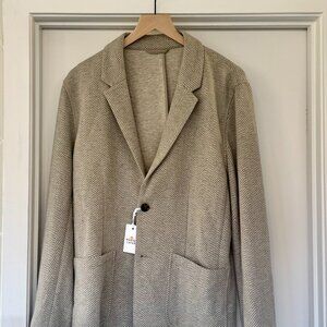 NWT!!! Marine Layer Pacifica Stretch Twill Blazer Taupe Herringbone - Large